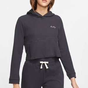 NEW Hurley Chill Ribbed Cropped Fleece Pullover Top Sweater Hoodie